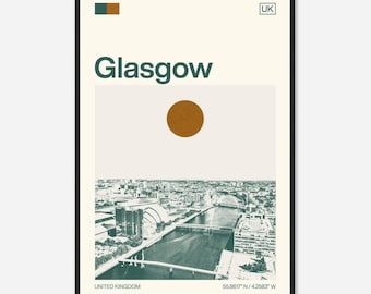 Glasgow United Kingdom Minimalist Monochrome Travel Photo Poster