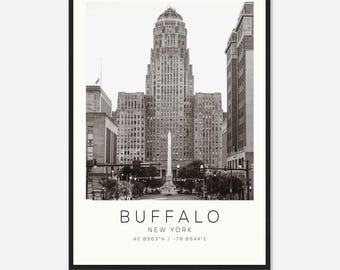 Buffalo New York Photo Travel Poster, Buffalo New York Travel Print, Minimalist Travel Print DS2