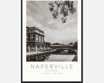 Naperville Illinois Photo Travel Poster, Naperville Travel Print, Minimalist Travel Print