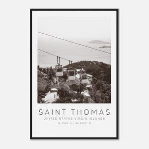 Saint Thomas United States Virgin Islands Travel Photo Poster BW, Saint Thomas Travel Print, Minimalist Travel Poster Print