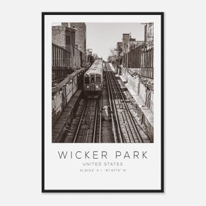 Wicker Park United States Travel Photo Poster BW, Wicker Park Travel Print, Minimalist Travel Poster Print