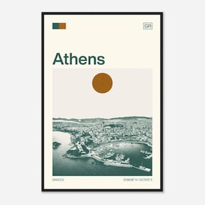 Athens Greece Minimalist Monochrome Travel Photo Poster