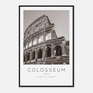 Colosseum Italy Travel Photo Poster BW, Colosseum Travel Print, Minimalist Travel Poster Print