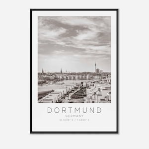 DORTMUND Germany Travel Photo Poster BW, DORTMUND Travel Print, Minimalist Travel Poster Print