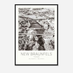 New Braunfels Texas Photo Travel Poster, New Braunfels Travel Print, Minimalist Travel Print DS2