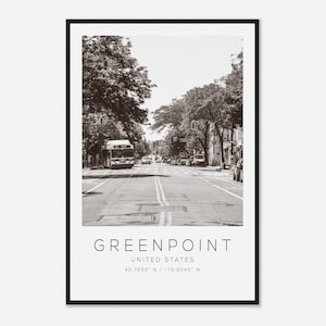 Greenpoint United States Travel Photo Poster BW, Greenpoint Travel Print, Minimalist Travel Poster Print