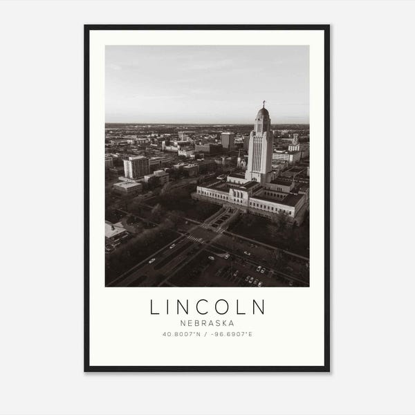 Lincoln Nebraska Photo Travel Poster, Lincoln Travel Print, Minimalist Travel Print DS2