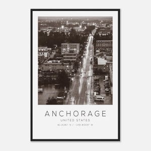 Anchorage United States Travel Photo Poster BW, Anchorage Travel Print, Minimalist Travel Poster Print