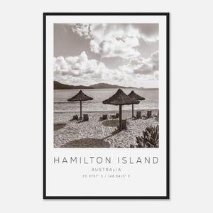 Hamilton Island Australia Travel Photo Poster BW, Hamilton Island Travel Print, Minimalist Travel Poster Print
