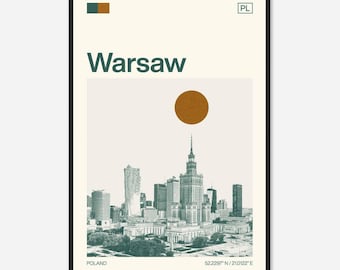 Warsaw Poland Minimalist Monochrome Travel Photo Poster