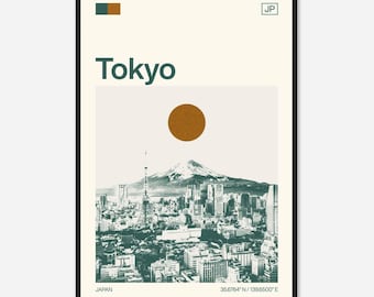 Tokyo Japan Minimalist Monochrome Travel Photo Poster