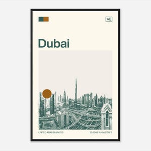 Dubai United Arab Emirates Minimalist Monochrome Travel Photo Poster