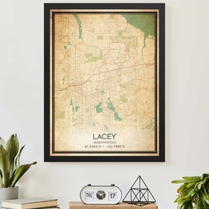 Vintage Lacey Washington kaartafdruk poster aangepaste kaartkunst