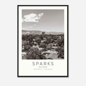 Sparks Nevada Photo Travel Poster, Sparks Travel Print, Minimalist Travel Print