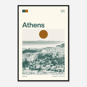 Athens Greece Minimalist Monochrome Travel Photo Poster