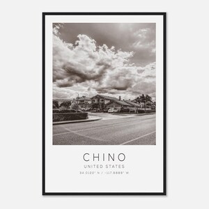 Chino United States Travel Photo Poster BW, Chino Travel Print, Minimalist Travel Poster Print