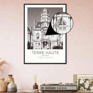 Terre Haute Indiana Photo Travel Poster, Terre Haute Indiana Travel Print, Minimalist Travel Print