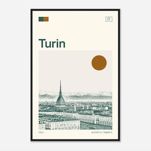 Torino Italia Poster fotografico di viaggio minimalista monocromatico