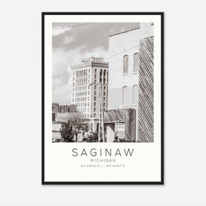 Saginaw Michigan Photo Travel Poster, Saginaw Travel Print, Minimalist Travel Print