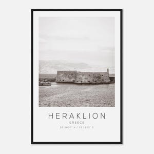 Heraklion Greece Travel Photo Poster BW, Heraklion Travel Print, Minimalist Travel Poster Print