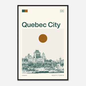 Poster photo de voyage monochrome minimaliste de la ville de Québec, Canada