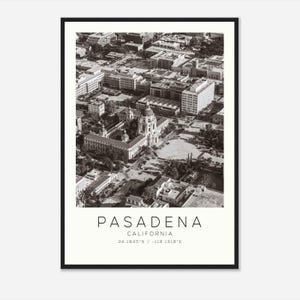 Pasadena California Photo Travel Poster, Pasadena Travel Print, Minimalist Travel Print
