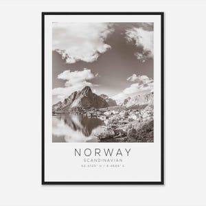 Norway Scandinavian Travel Photo Poster BW, Norway Travel Print, Minimalist Travel Poster Print DS2