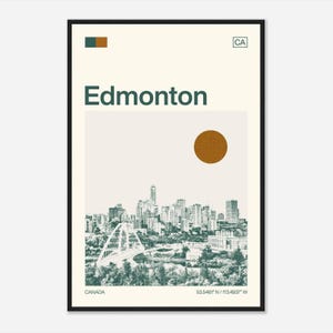 Edmonton Canada Minimalist Monochrome Travel Photo Poster