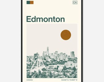 Edmonton Canada Minimalist Monochrome Travel Photo Poster