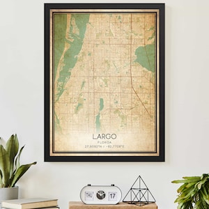 Vintage Largo Florida kaart afdrukken Poster aangepaste kaart kunst
