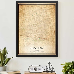 Vintage McAllen Texas Map Print Poster Custom Map Art