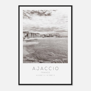 Ajaccio France Travel Photo Poster BW, Ajaccio Travel Print, Minimalist Travel Poster Print
