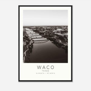 Waco Texas Photo Travel Poster, Waco Travel Print, Minimalist Travel Print