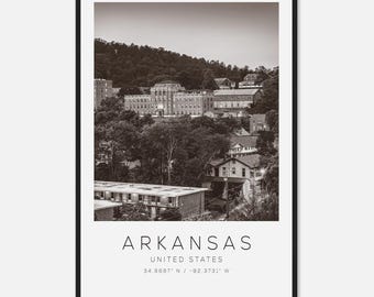 Arkansas United States Travel Photo Poster BW, Arkansas Travel Print, Minimalist Travel Poster Print
