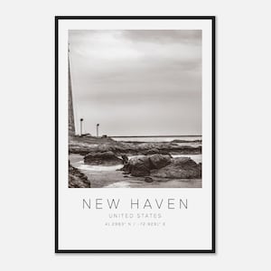 New Haven United States Travel Photo Poster BW, New Haven Travel Print, Minimalist Travel Poster Print