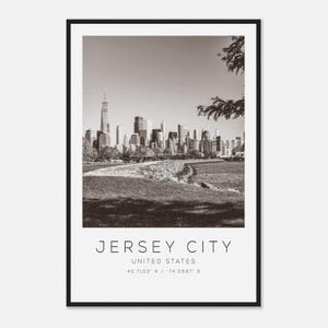 Jersey City United States Travel Photo Poster BW, Jersey City Travel Print, Minimalist Travel Poster Print