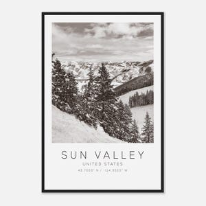 Sun Valley United States Travel Photo Poster BW, Sun Valley Travel Print, Minimalist Travel Poster Print