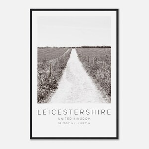 Leicestershire United Kingdom Travel Photo Poster BW, Leicestershire Travel Print, Minimalist Travel Poster Print