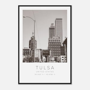Tulsa USA Reise Foto Poster BW, Tulsa Reise Druck, Minimalistisches Reise Poster Druck
