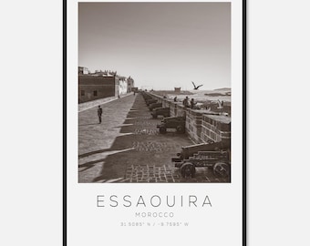 Essaouira Morocco Travel Photo Poster BW, Essaouira Travel Print, Minimalist Travel Poster Print