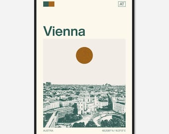 Vienna Austria Minimalist Monochrome Travel Photo Poster