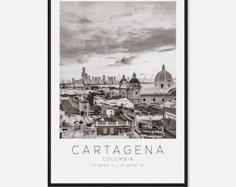 Cartagena Colombia Travel Photo Poster BW, Cartagena Travel Print, Minimalist Travel Poster Print