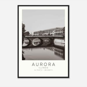 Aurora Illinois Photo Travel Poster, Aurora Travel Print, Minimalist Travel Print