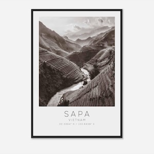 Sapa Vietnam Travel Photo Poster BW, Sapa Travel Print, Minimalist Travel Poster Print