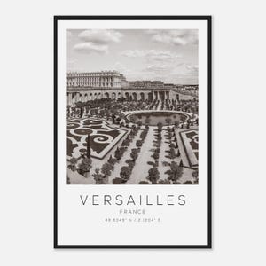 Versailles France Travel Photo Poster BW, Versailles Travel Print, Minimalist Travel Poster Print