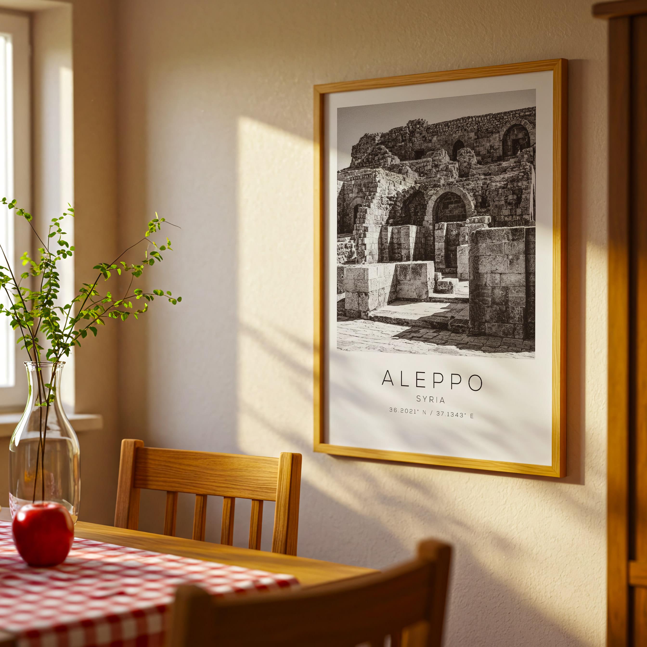 Affiche Vintage Alep - Poster Mural Rétro Syrie - Décoration Voyage - Neuf