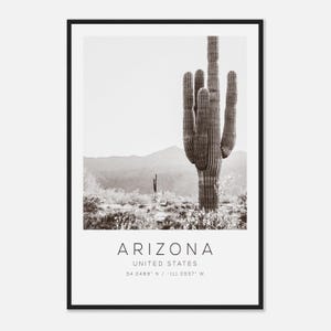 Arizona United States Travel Photo Poster BW, Arizona Travel Print, Minimalist Travel Poster Print