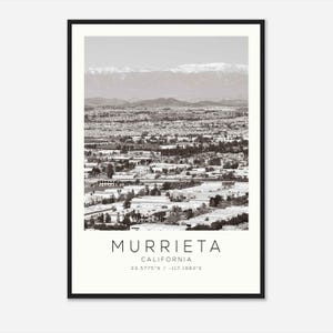 Murrieta California Photo Travel Poster, Murrieta Travel Print, Minimalist Travel Print DS1