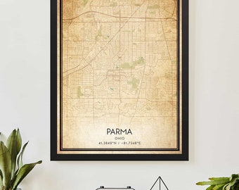 Vintage Parma Ohio Map Print Poster Custom Map Art