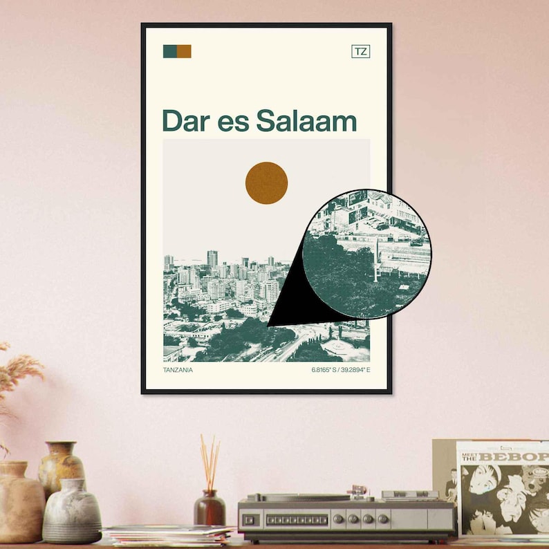 Dar Es Salaam Tanzania Minimalist Monochrome Travel Photo Poster